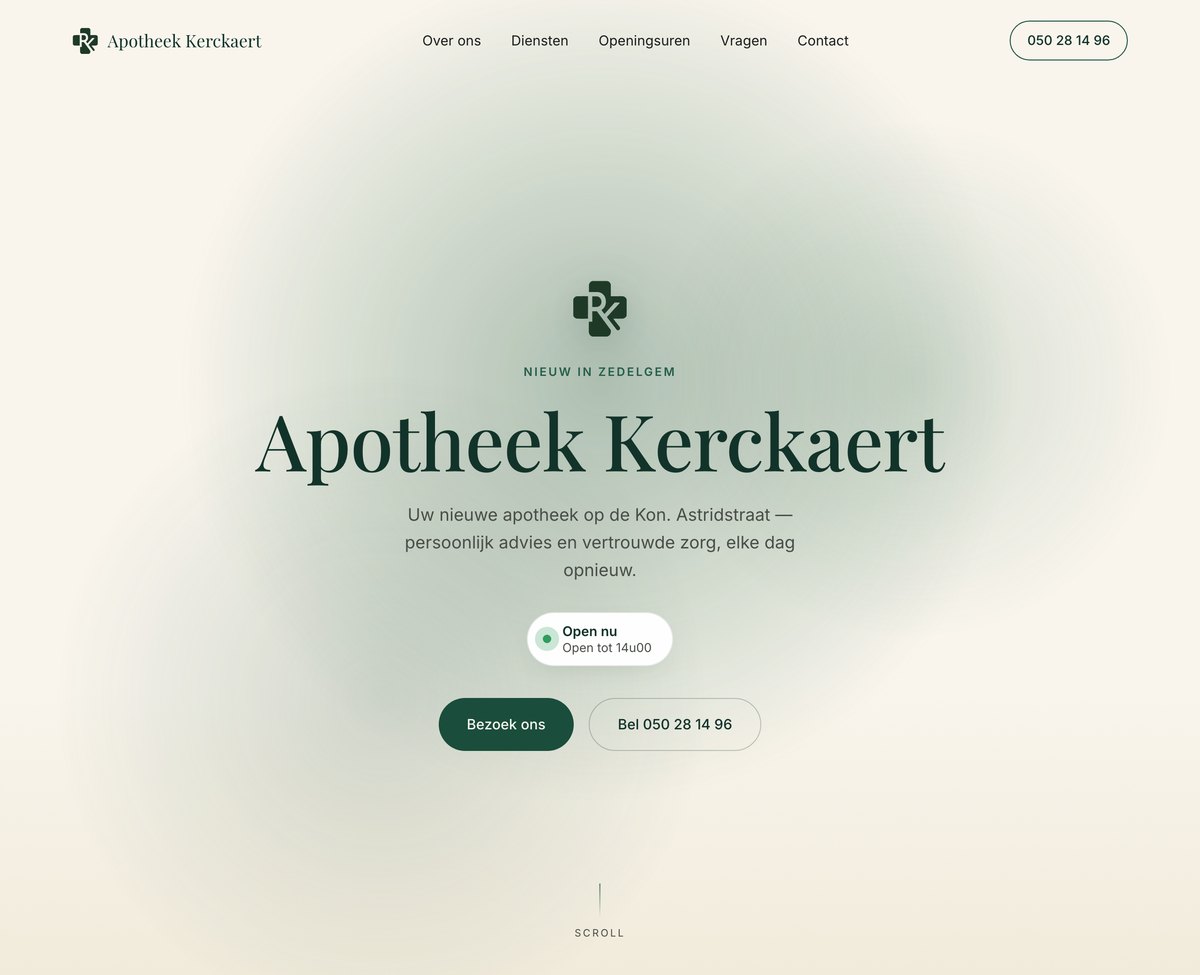 Website die Easync bouwde voor Apotheek Kerckaert in Zedelgem